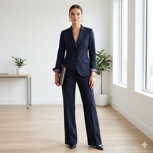 2/$250 Sacoor navy blue Super 130’s wool trousers – size 6 (EU 36 / UK 10)